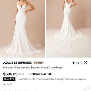 Azazie Estephanie Diamond White Mermaid Dress
